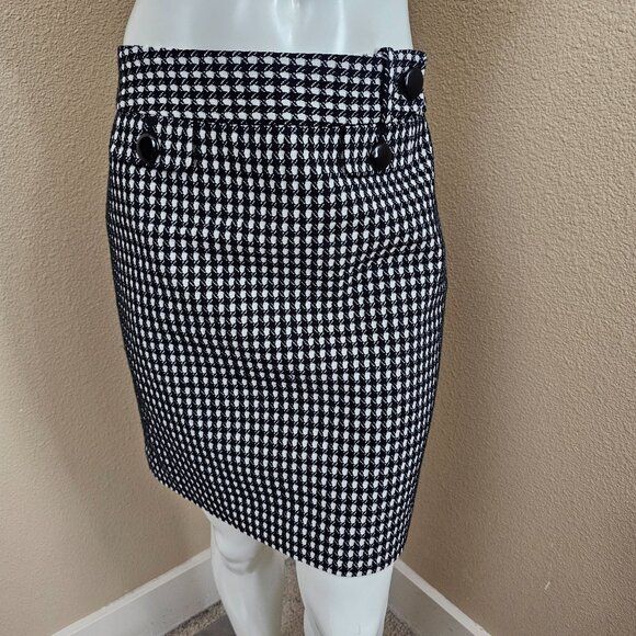 ANN TAYLOR Wool Blend Black/White Mini Skirt~Size 2 - Picture 1 of 11